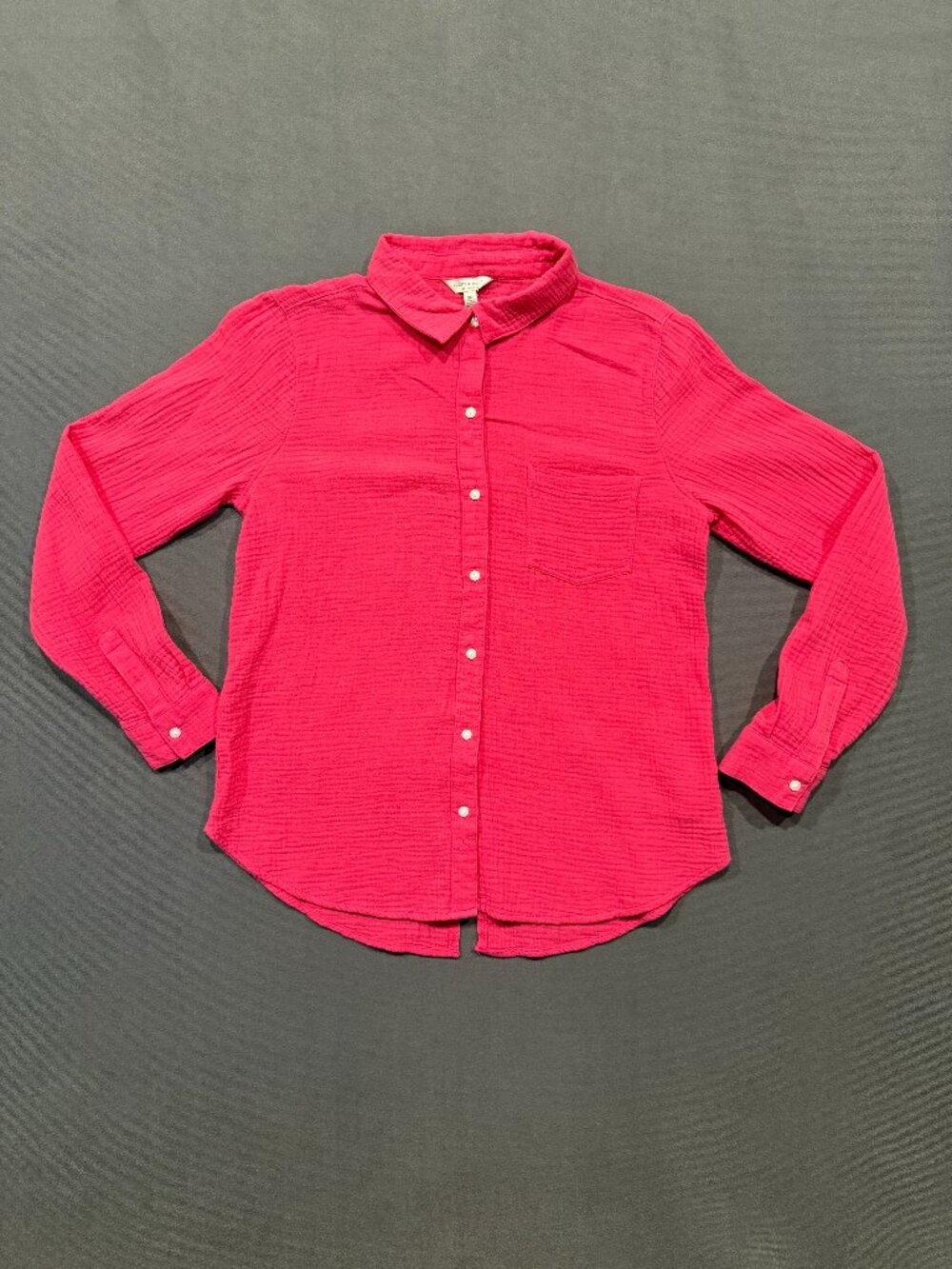 Lucky Brand Women’s Small Pink Textured Button Front Shirt Long Sleeve